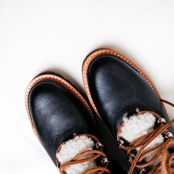 x SOLD x MARC FISHER | Izzie Boot Shearling Leather Black 7 M NWOT - Picture 13 of 16